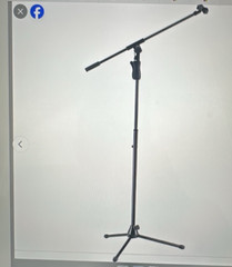 Heavy-Duty Tripod Microphone Stand, Adjustable Boom with 2 Mic Clips new in box