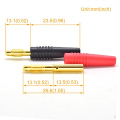 200pcs Gold Plated Brass 3mm Banana Male Plug Test DIY Solder Connector R+B