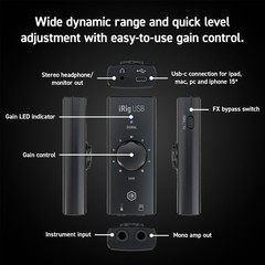 iRig USB Guitar Audio Interface – 24-bit 48 kHz Music Recording Studio Equipment