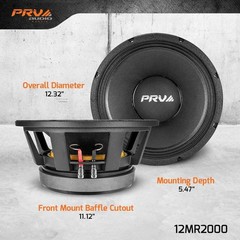 PRV AUDIO 12 Inch Midrange Speaker 12MR2000 8 Ohm 2000 Watts, 4 in Voice Coil…