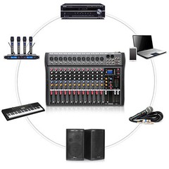 8/12/16 Channel Mixing Console Sound Pro USB Bluetooth Live Studio Audio Mixer
