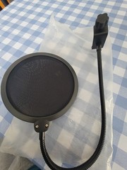 Black Gooseneck Microphone Pop Filter Metal Plastic Adjustable Clamp Mount