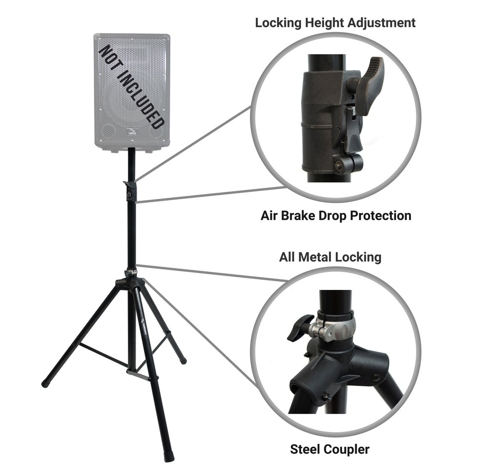Harmony Audio HA-SSA Pro DJ Tripod Speaker Stand Push Button Air Brake Lowering