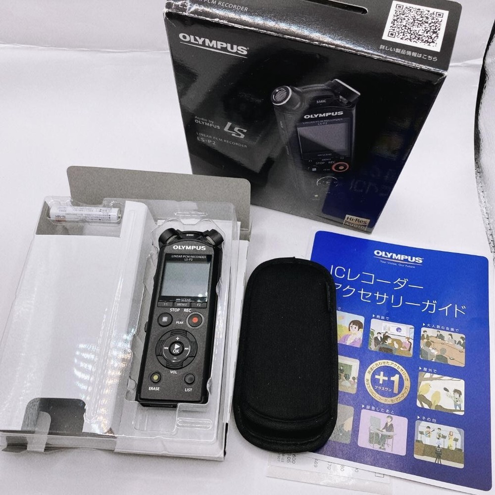 OLYMPUS LS-P2 BLK Linear PCM Recorder 8GB Hi-resolution 3Mic Soft Case Audio Pro
