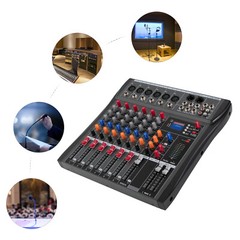 Audio Mixer USB Mixing Console Bluetooth for DJ Karaoke Live Podcast 6 Channel