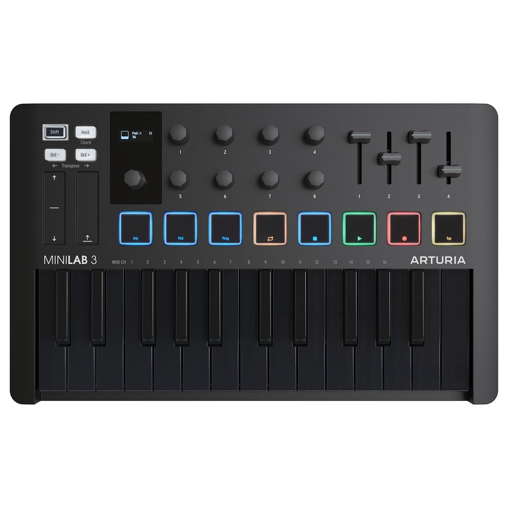 Arturia MiniLab 3 MIDI Hybrid 25 Key Desktop Keyboard Controller Deep Black