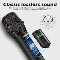 Dynamic Wireless Microphone Set with Mute Function for Indoor and Outdoor Use