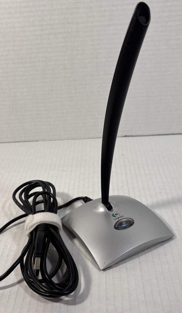 Logitech USB Desktop Microphone Silver Black Pivots Noise Canceling For PC/Mac