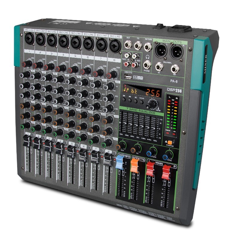 Pro 8-Channel DJ Mixer with Bluetooth, USB Audio Interface & 256 DSP FX