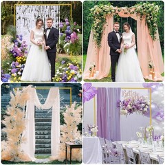 Wokceer Backdrop Stand Square Wedding Arch 6.6Ft X 5.2Ft Gold Metal Balloon
