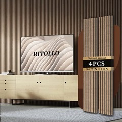 RITOLLO 4-Piece Wood Slat Panels for Wall 94.5×11 (4 PCS), Natural Walnut