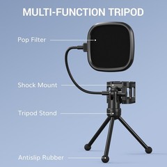 USB PC Microphone with Cardioid Pickup & Adjustable Stand for Streaming – TC-777
