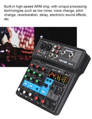 4-Channel Professional Audio Mixer with Bluetooth, USB & DSP Effects