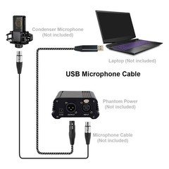 6.6 FT USB Microphone Cable XLR Female To USB A Mic Link Converter Recording