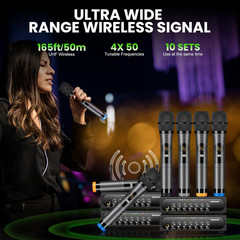 UHF Wireless Karaoke Microphone System with Bluetooth Receiver & Echo Control