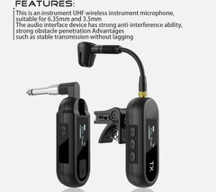 Wireless UHF Saxophone Microphone System, Clip-On Instrument Microphone for Sax