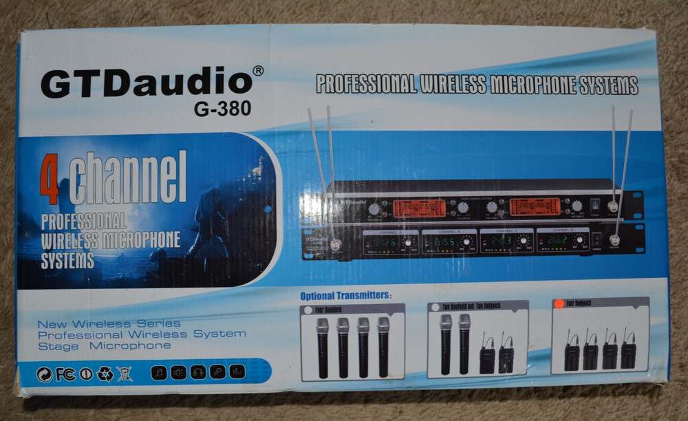 Professional Wireless Microphone GDT-Audio G-380 4 Channel Bodypack System