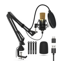 ZINGYOU USB Microphone Kit w/ Arm Stand Studio Mic for Streaming Podcast Gaming
