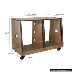 Sound Town DIY 2x12U Slanted Studio Rack Casters, Plw, Weathered Gray SDRK-D12TB