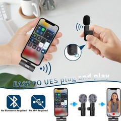 Wireless Lavalier Microphone Audio Video Recording Mini Mic For Android, iPhone