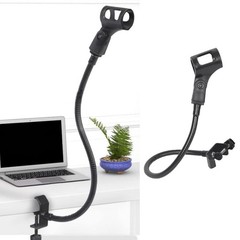Microphone Arm Stand Adjustable Gooseneck Podium Mic with Desk Mount Clamp Black