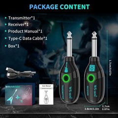 2.4GHz Wireless Guitar System with 4 Channels，Rechargeable Audio Wireless Gui…