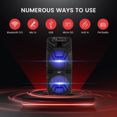 Pyle Bluetooth PA Speaker System – 600W Rechargeable Outdoor Black