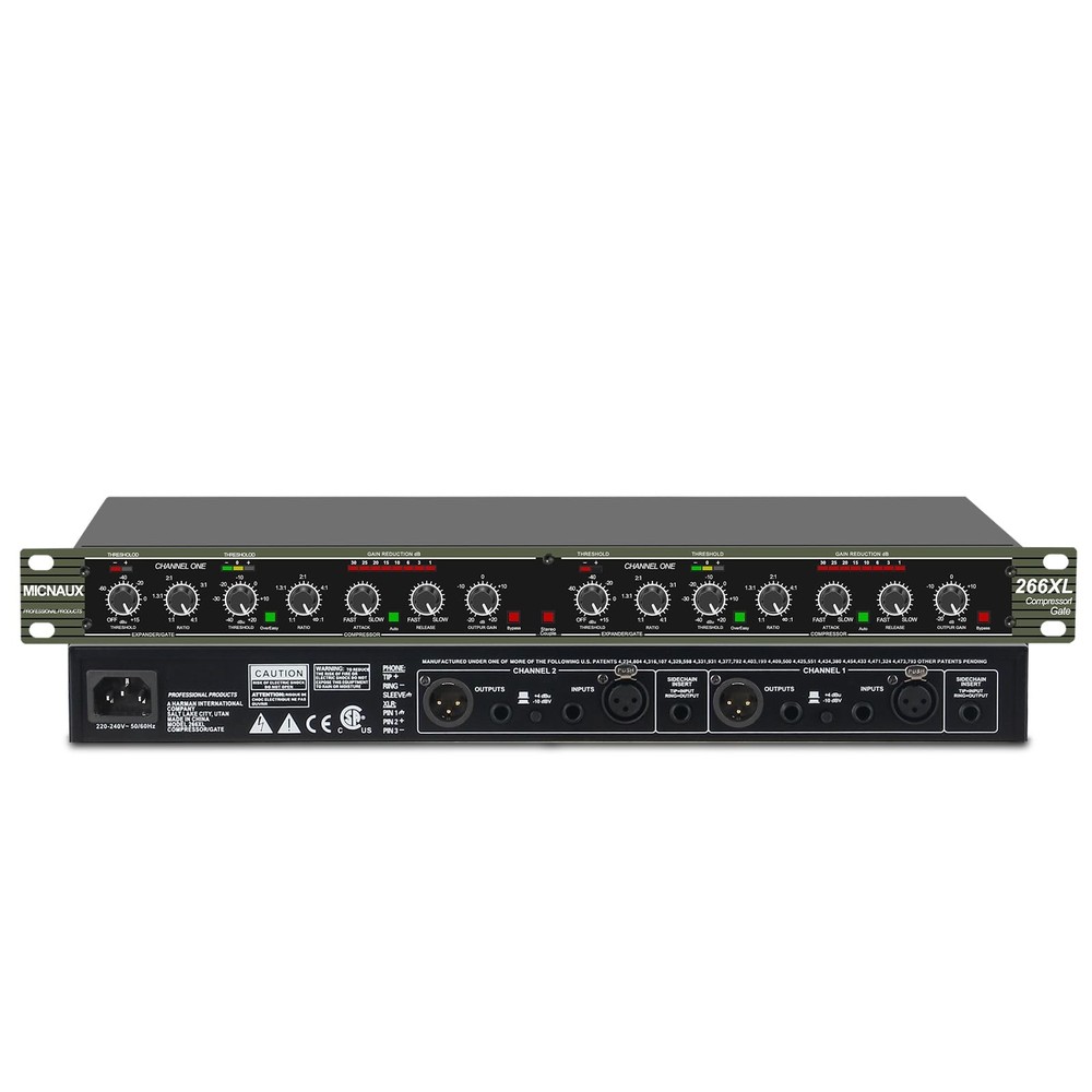 MICNAUX Audio Compressor, Professional Dual-Channel Black Dynamic