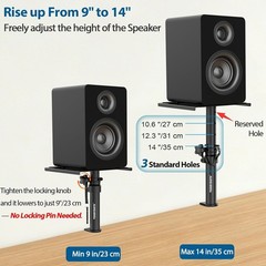 Height Adjustable Desk Clamp Speaker Stands – Set of 2 for Ultimate Audio