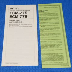 Vintage New NOS Sony ECM-77B Mic in Box Mid 1980s Lavalier Pro Broadcast Japan