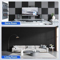 12 Pack Pyramid Sound Proof Foam Panels for Walls with 2 Inch 12 Pack, Black