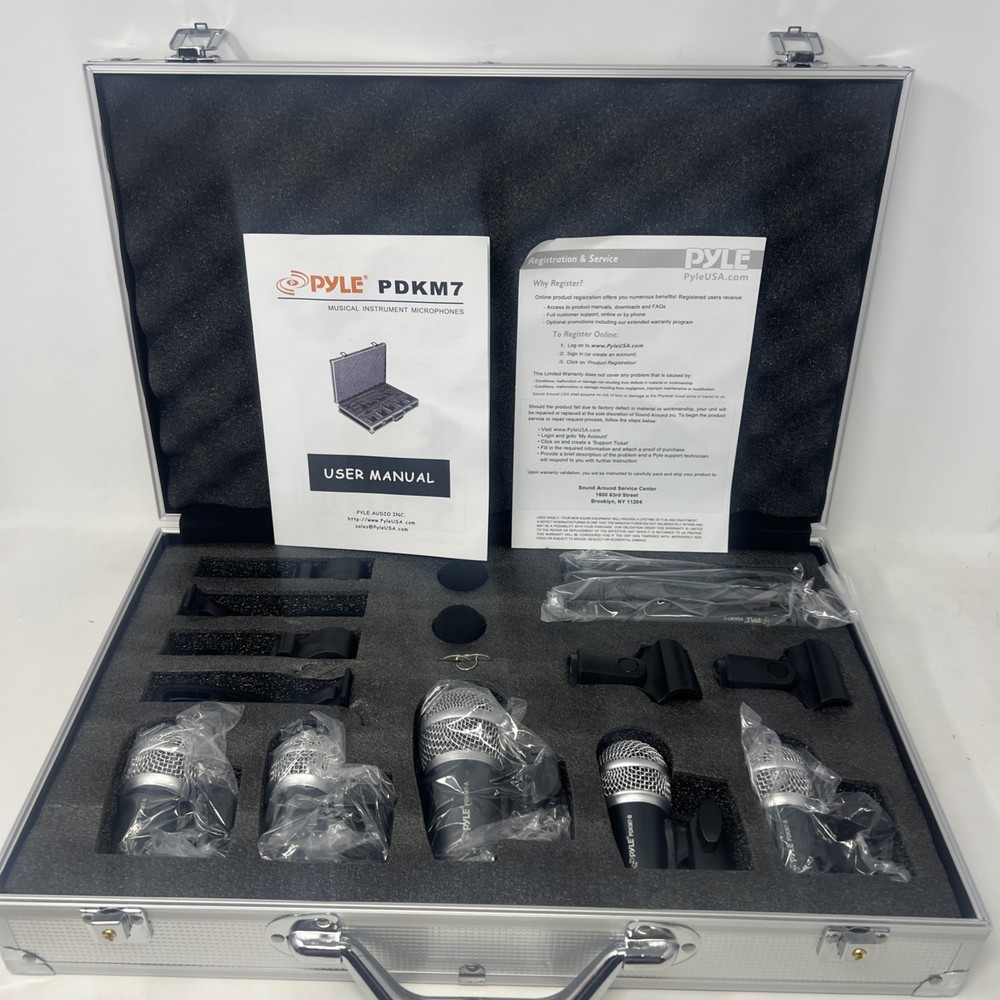 Pyle Pro 7 Microphone Wired Drum Kit With Adjustable Stand/Mount PDKM7