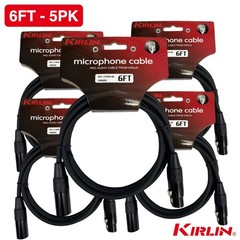 5-PACK Kirlin【6ft】XLR Male to XLR Female 20AWG Microphone Cable – 6 Foot Black