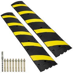 VEVOR 2 PCs 72“ Rubber Speed Bump 2 Channel 22000lbs Load Heavy Duty Speed Hump