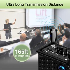 XIAOKOA Wireless Microphone Headset, UHF Head Mic Speaker One Size, Black-B