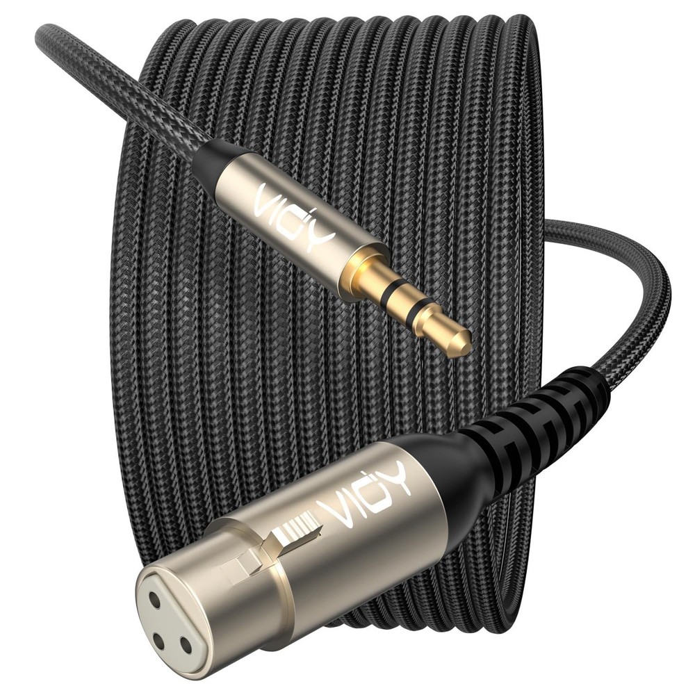 XLR to 3.5MM Cable 10 FT, Unbalanced Aux Male to XLR Female Cord, 1/8 Inch to