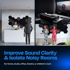 12-Pack Deep Black Acoustic Panels 12″x10.4″x0.4″ Sound Dampening