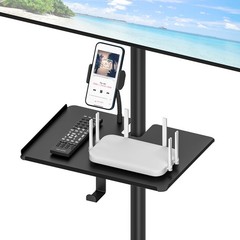 Universal Metal Clamp-On Shelf Pole Stand For TV Cart Speaker 11.7×7.8 Inch