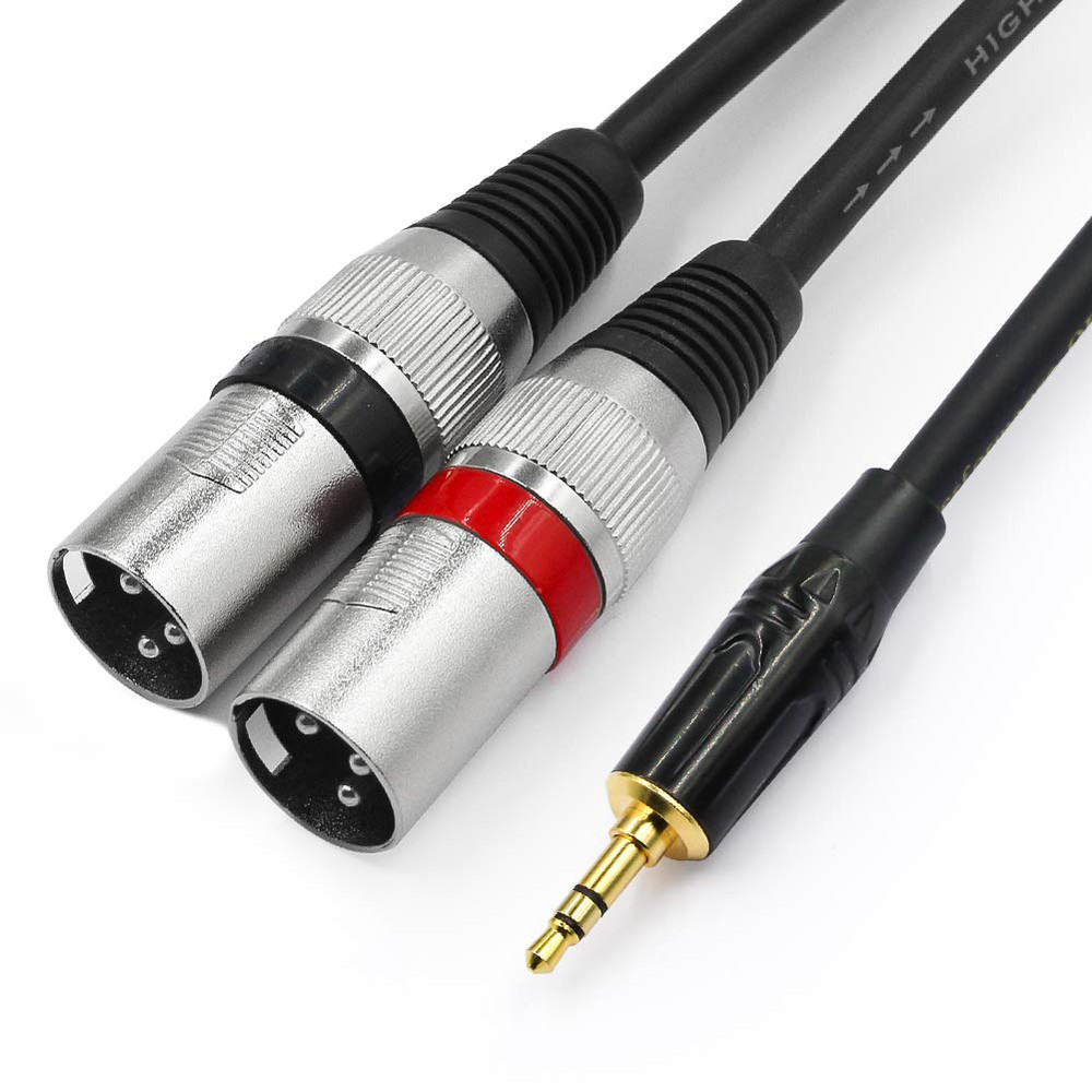 3.5mm to Dual XLR Stereo Cable 1/8 inch Mini Jack to 2 XLR Male Y Splitter Adapt