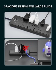 Surge Protector Power Strip 5FT(4080J), Black Surge Protector with 12 Outlets…