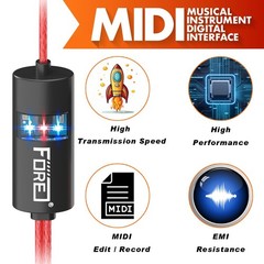 MIDI to USB Interface Cable for Keyboard/Synthesizer, iOS/Android/Windows/Mac…