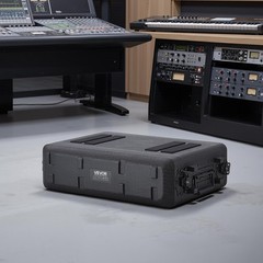 VEVOR 2U Rack Case Rackmount Flight Case 12 in with Microphone Compartments