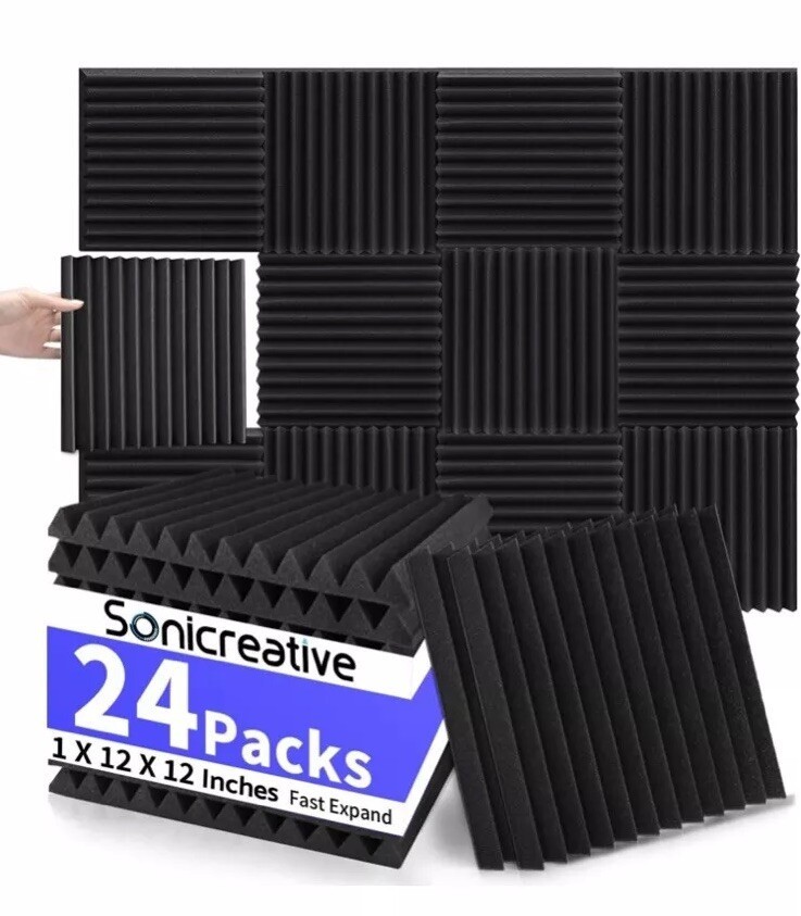 24pcs Acoustic Foam Panel Sound Proof Foam Noise Cancelling for Home Office Wall