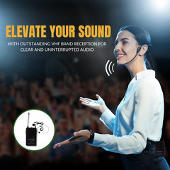 4-Channel Professional VHF Lapel / Lavalier & Headset Wireless Microphone System