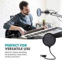 Movo PF-6 Dual Layer Microphone Mesh Pop Filter with Gooseneck Arm and Clamp