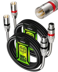 Black Gold Plated 3 Pin Balanced Shielded XLR Male To Female Mic 10 FT 2 PCS