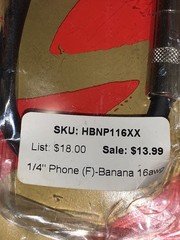 NOS USA Made Quality Hosa BNP-116 1/4″ TS Female to Dual Banana Speaker Adapter