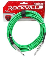 Rockville RCGT20G 20′ 1/4“ TS to 1/4“ TS Instrument Guitar Cable in Green