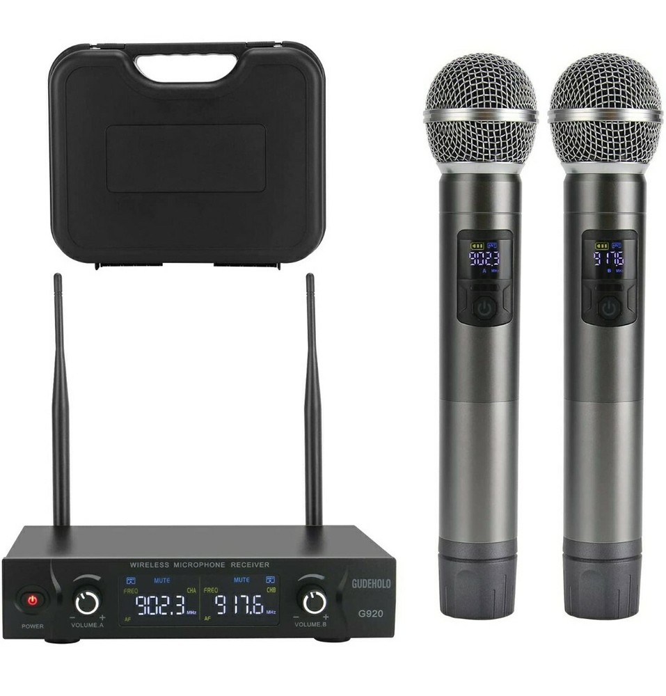 Wireless Microphone System GUDEHOLO Metal Dual Professional Home KTV Set
