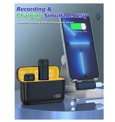 Wireless Microphone Lapel Lavalier Mic & Charging Case for iPhone 16/15 Samsung
